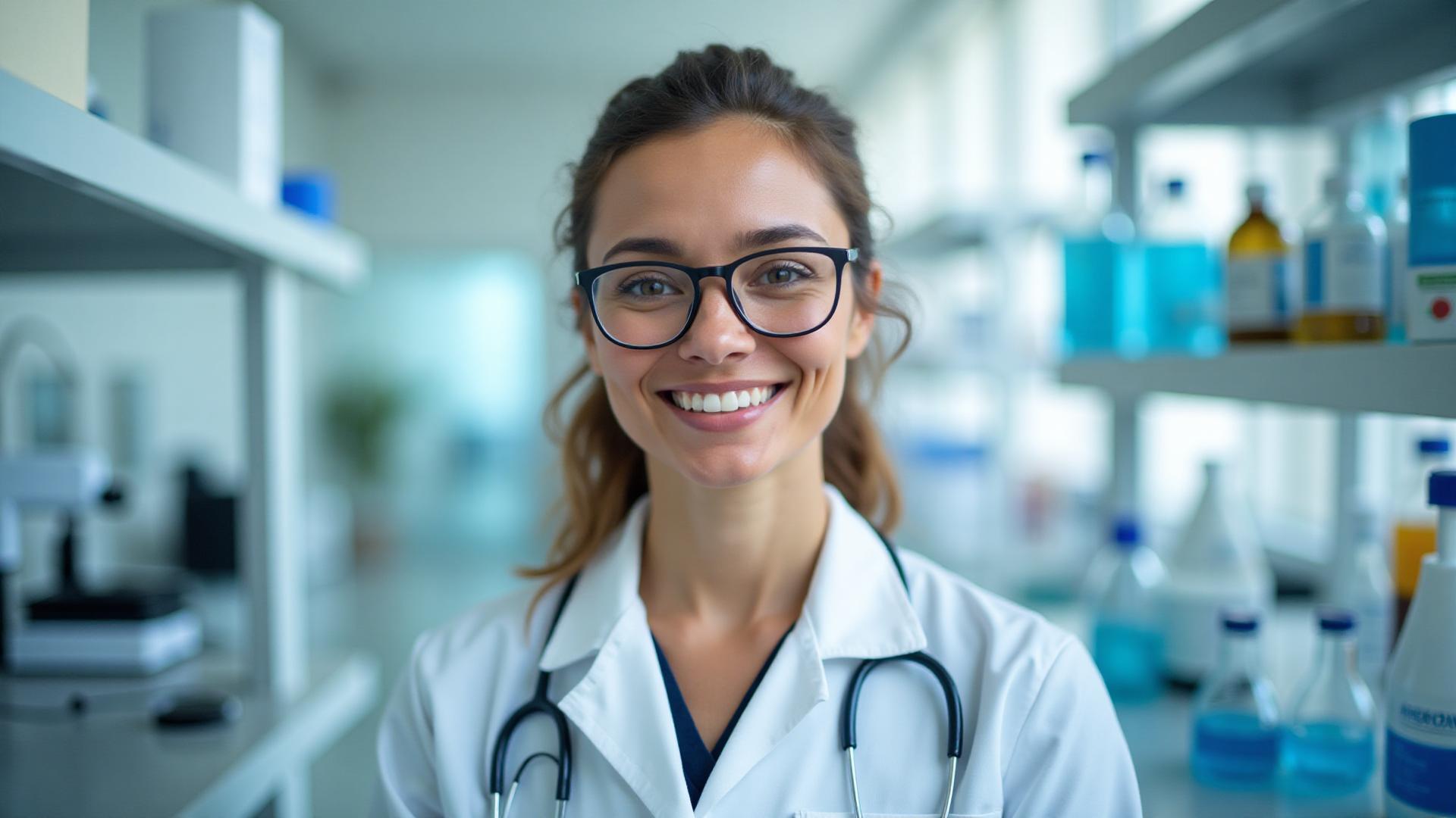 Profesional de laboratorio preparando muestras con tecnología avanzada